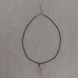 Elegant Pink Cross Pendant Necklace